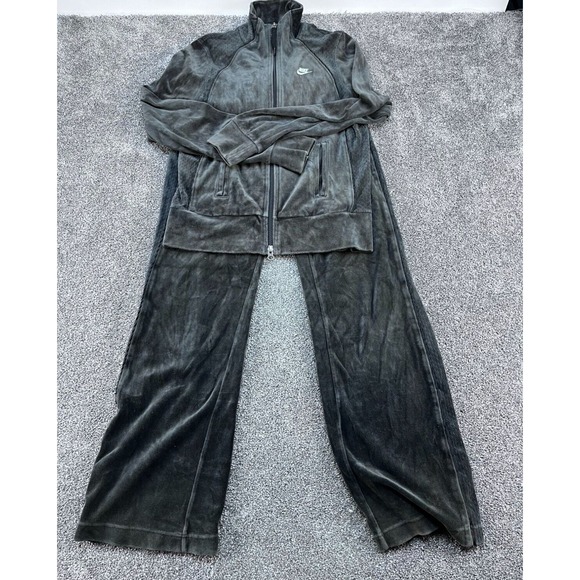 Nike Womens Black Velour‎ Tracksuit Set Jacket & Pants Size Small - Picture 1 of 16